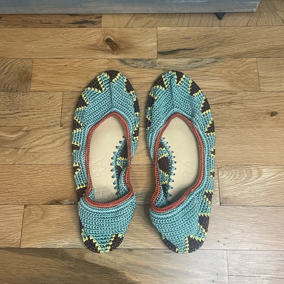 Kashura Ballerina Low Sage Crochet Flats Size 10 - Picture 9 of 9